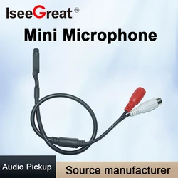 Mini micrófono oculto de tipo micrófono del CCTV con RCA y enchufe de entrada y salida de alimentación para sistema de seguridad, Audio y voz de cámara de captación