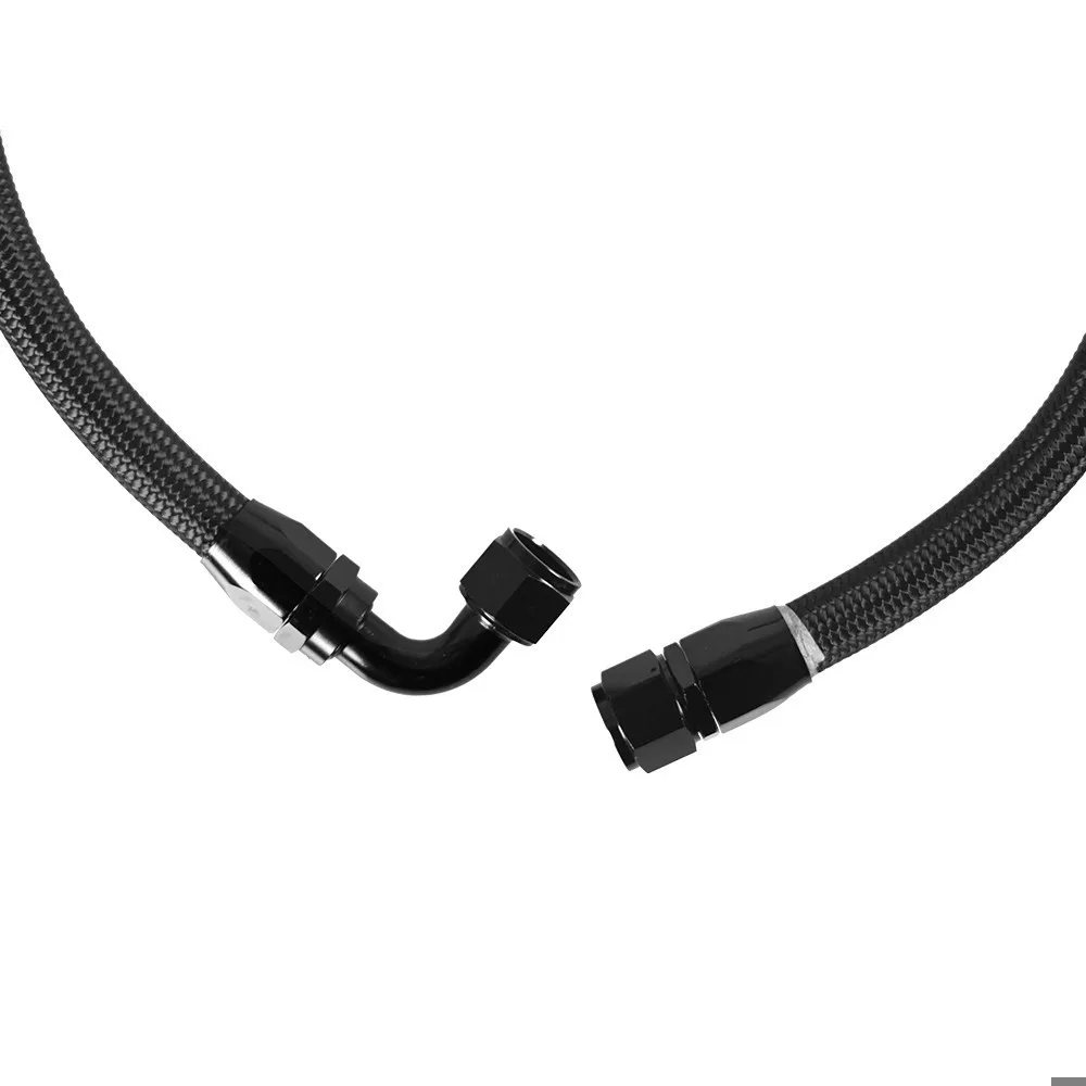 1M AN10 10AN Black Braided Oil Fuel Fittings Hose End 0+90 Degree Oil Adaptor Kit Oil Fuel Hose Line