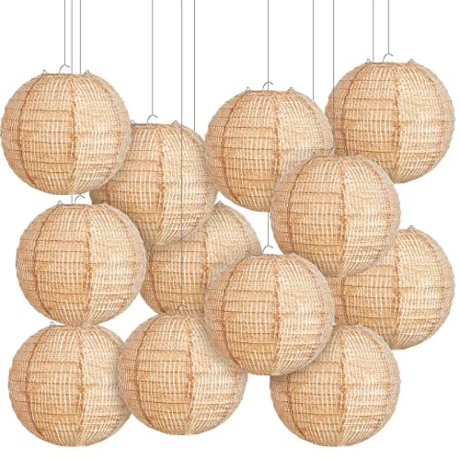 4 Pcs Print Burlap Paper Lanterns Round Chinese Paper Lanterns Farmhouse Boho Classroom Home Decor Classroom Sweet Birthday Par