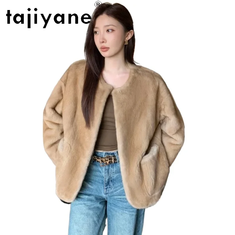 

TAJIYANE Натуральная норковая шуба класса люкс, короткая, женская, из натурального меха, премиум-класса, новая зимняя коллекция 2026, женская одежда, шуба женская