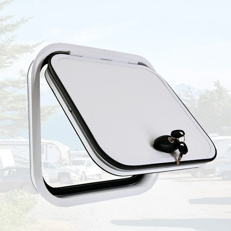 White Hinged White Hatch Door For Camper Van Hot Sale Aluminum Alloy Cabinet Door Panel RV Luggage Door