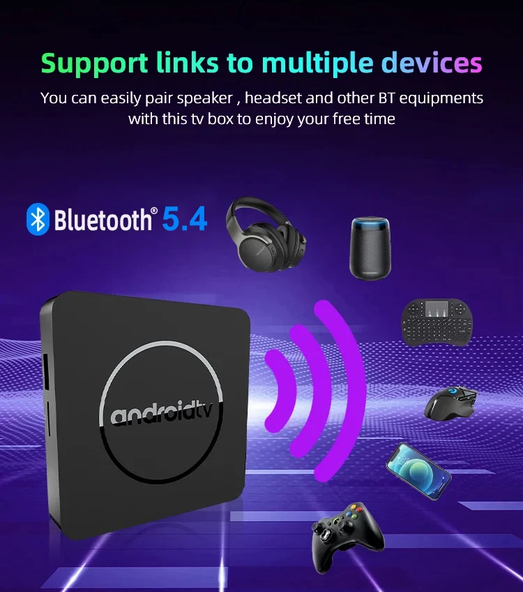 Q10 TV Box Android 14 64G 128G ذاكرة كبيرة H313 HD 8K BT5.4 2.4G&5G WIFI Netflix Google Voice Streaming Media Player Set Top Box