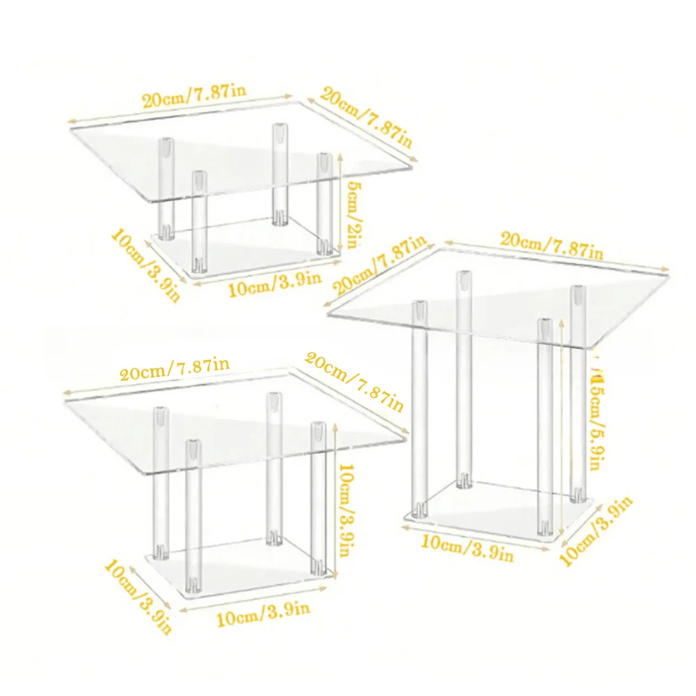 Clear Acrylic Dessert Display Set - 3 Tier Stands For Weddings & Parties Acrylic Cake Stand Fillable Cake Risers Clear Cake Tier