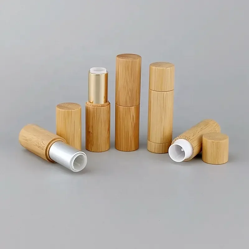 

5Pcs Eco-Friendly Natural Bamboo DIY Lipstick Tubes 5ml Empty Lip Balm Refillable Containers for Makeup Beauty Cosmetic Packagin