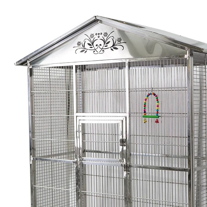 Electroplated Stainless Steel Large Flight Parrot Bird Cage with Rolling Stand for Multiple Parakeets Conure Cockatiel Cage