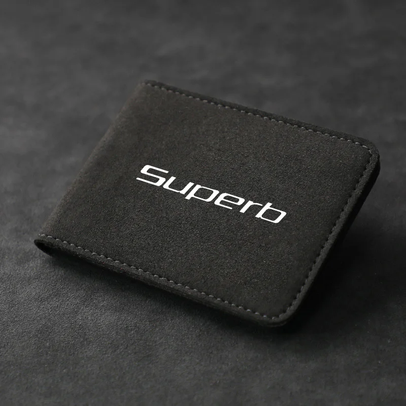

Car Driver License Cover Suede Card Bag For skoda superb 3 2 1 Octavia Rapid Kodiaq Karoq Yeti Fabia Kamiq Enyaq Citigo Scala