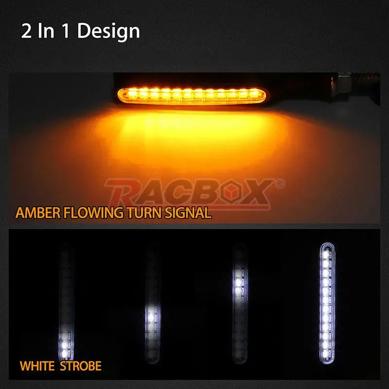 24led Motorcycle LED Turn Signal Lights White Red Amber Flowing Indicators Front Rear Light Flasher Blinker For Dirt Bike Sport