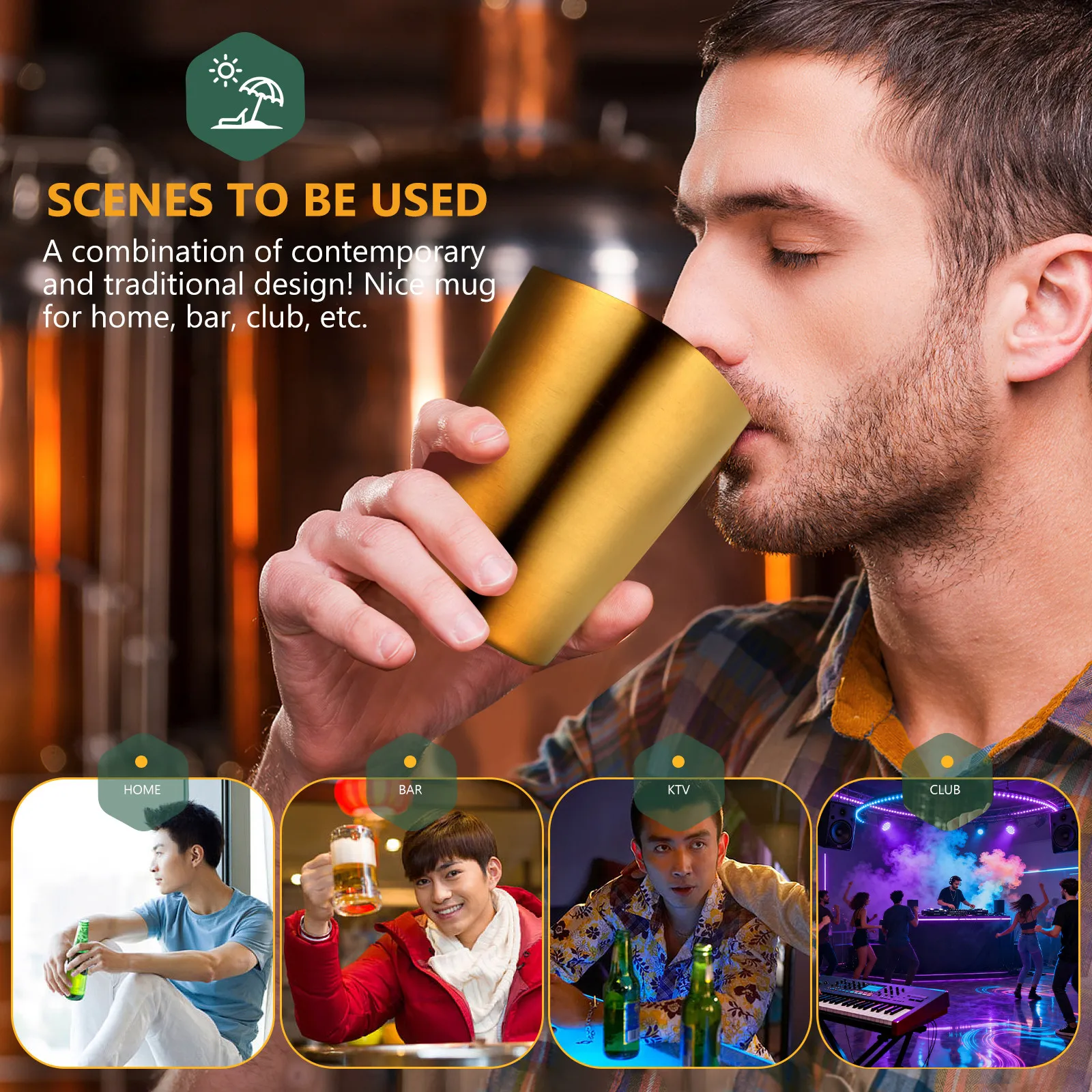 

Stainless Steel Beer Cup Lightweight Double Walled Colorful Whisky Wine Mug Tumbler for Bar Home Picnic Drinking