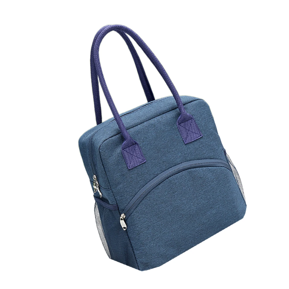 

Portable Bento Bag Navy Insulated Lunch Box Bag Heat Cold Preservation Compact Handle for Men Women Kids Travel