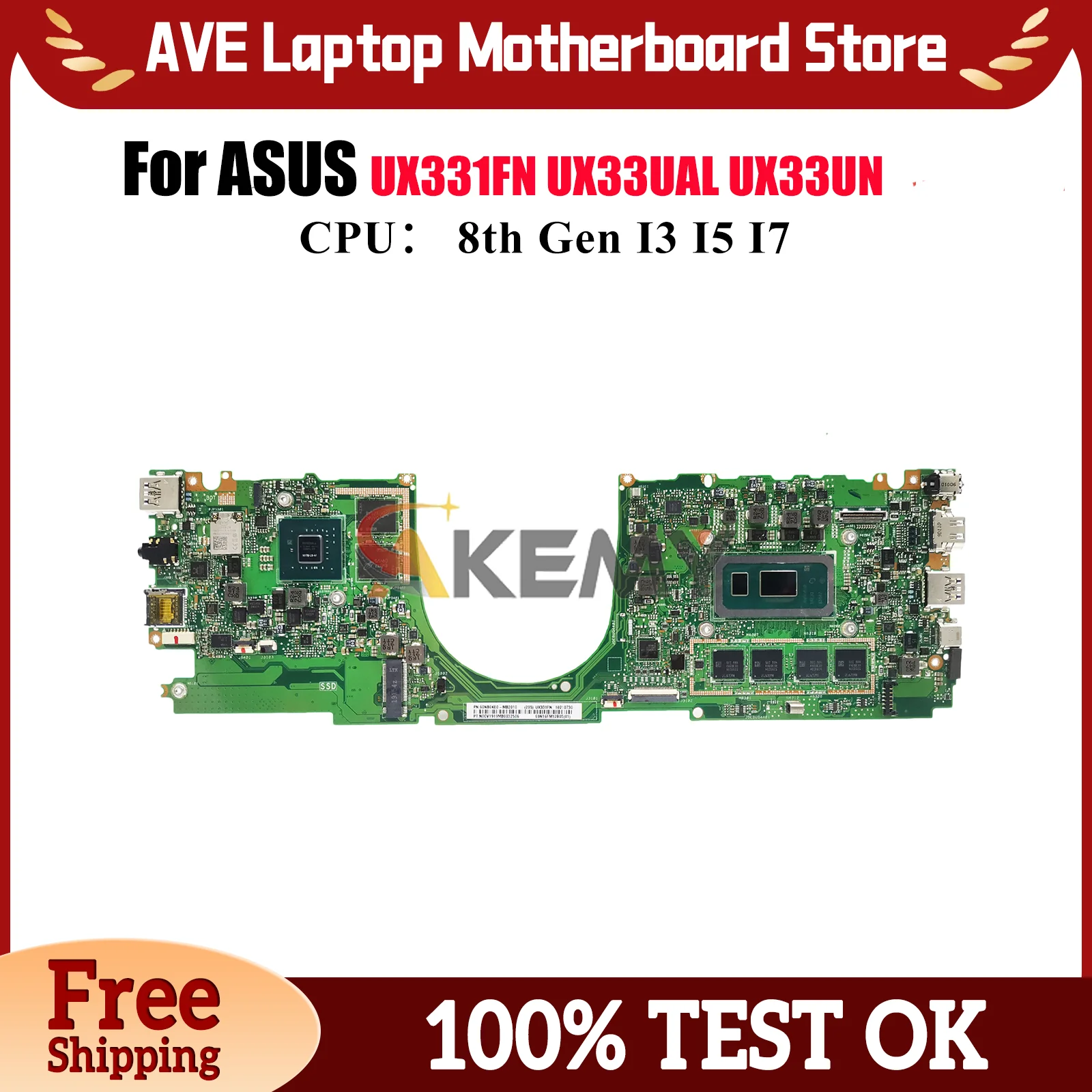 

UX331FN Материнская плата для ноутбука ASUS ZenBook BX331U UX33UAL UX33UN UX331 U3300U Материнская плата с процессором I3 I5 I7 100% тест ОК быстрая доставка