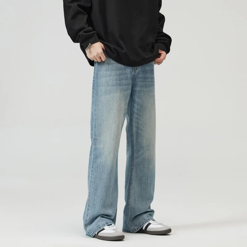 メンズY2Kバギーヒップホップジーンズ - 90年代レトロワイドレッグスケートデニムパンツルーズフィットオーバーサイズストリートウェアポケット付き