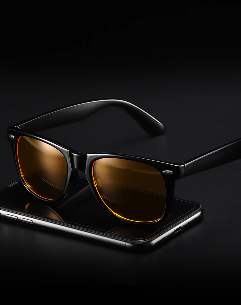 VIVIBEE Nachtsichtbrille mit Blaulichtfilter für Männer, Eckige Computerbrille, Gaming-Brille für Frauen, Orange Brillen – Detail 3