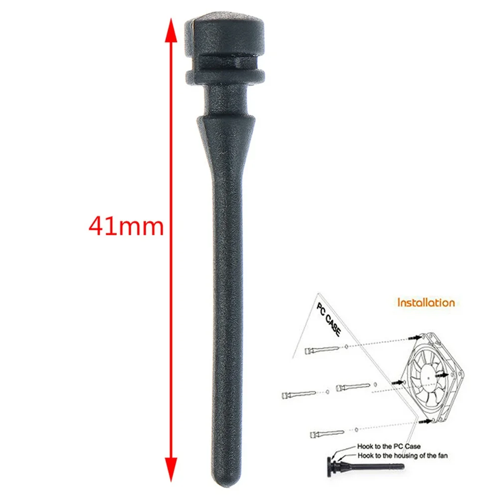 PC Case Fan Mount Spiral Fan Mount Black Vibration Noise Reducer Power Tool Accessory Vibration Dampening Quick Installation