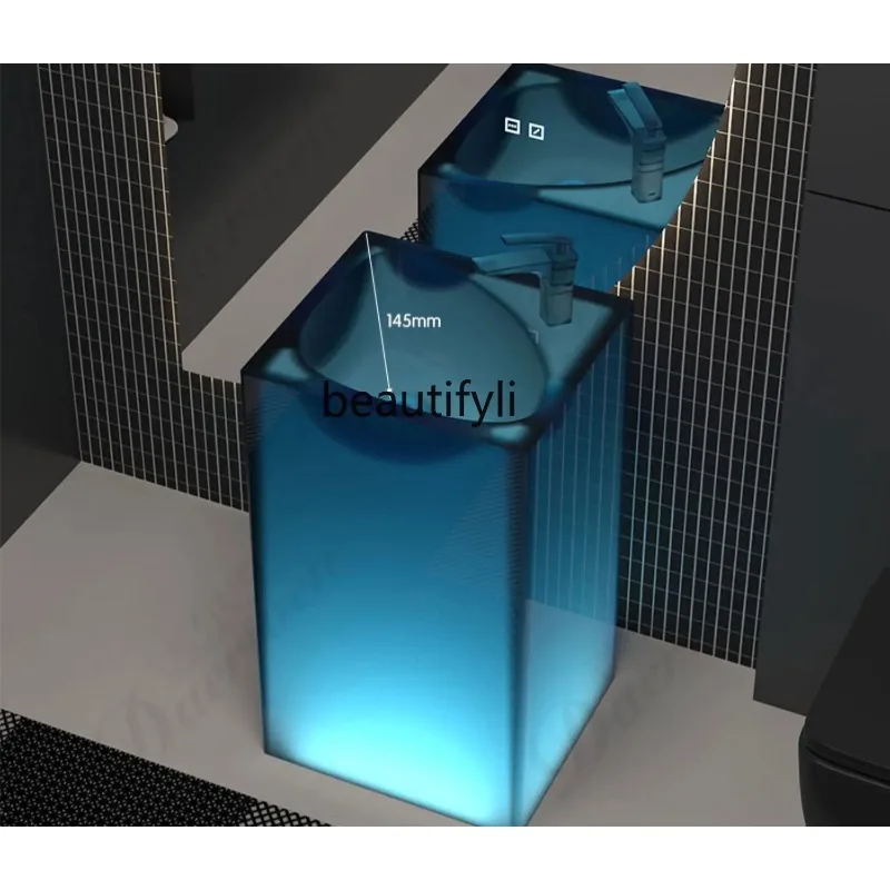 A176 Column basin integrated floor wash basin transparent resin color wash basin, custom basin