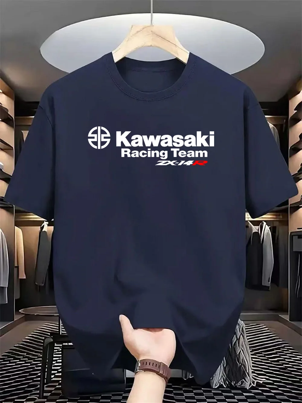 

2025 Kawasaki new men's short sleeved fashionable casual T-shirt base top summer fashion printed street style direct sales