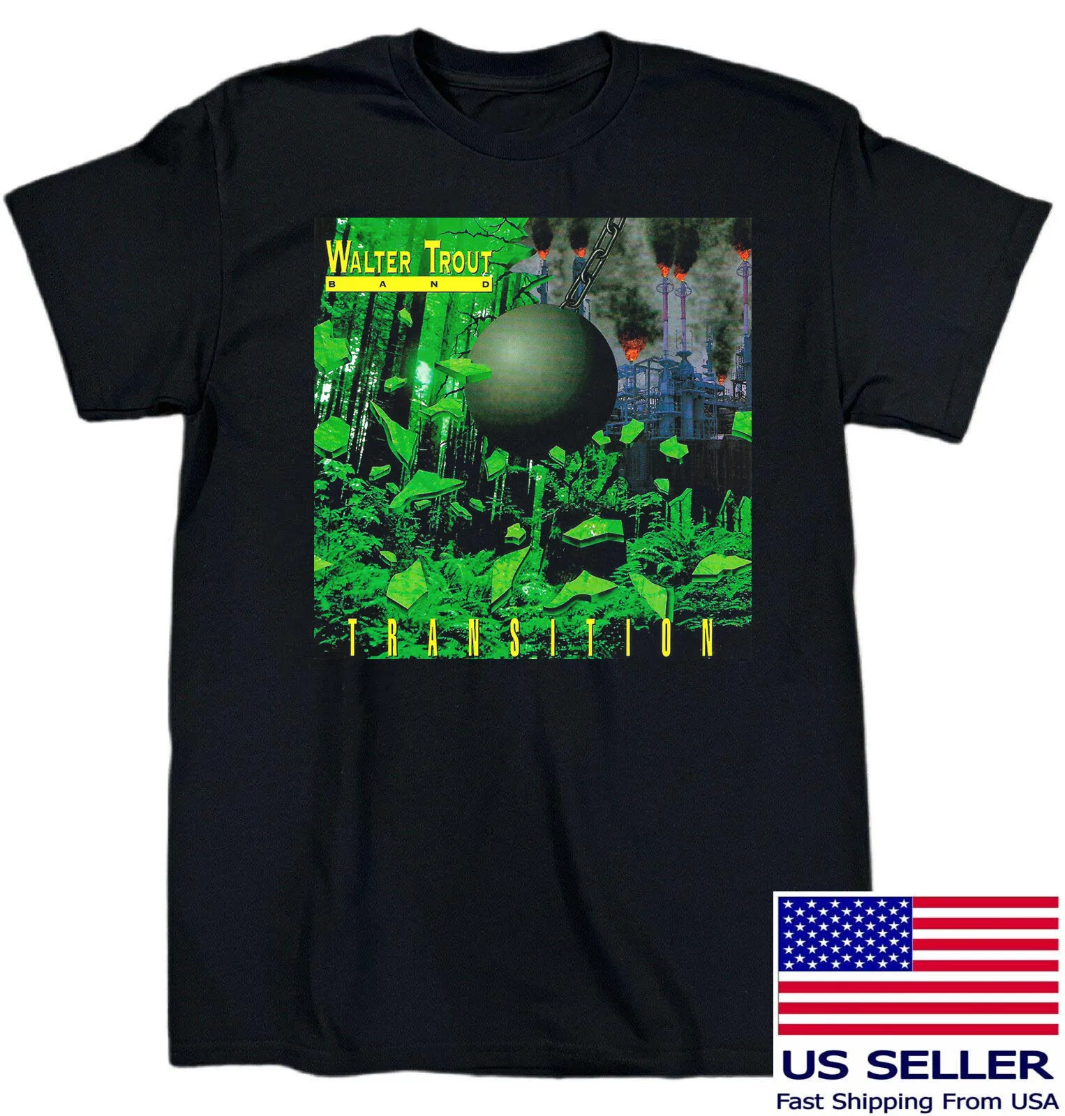 Transition by Walter Trout Band Cotton Black T Shirt All Size US134