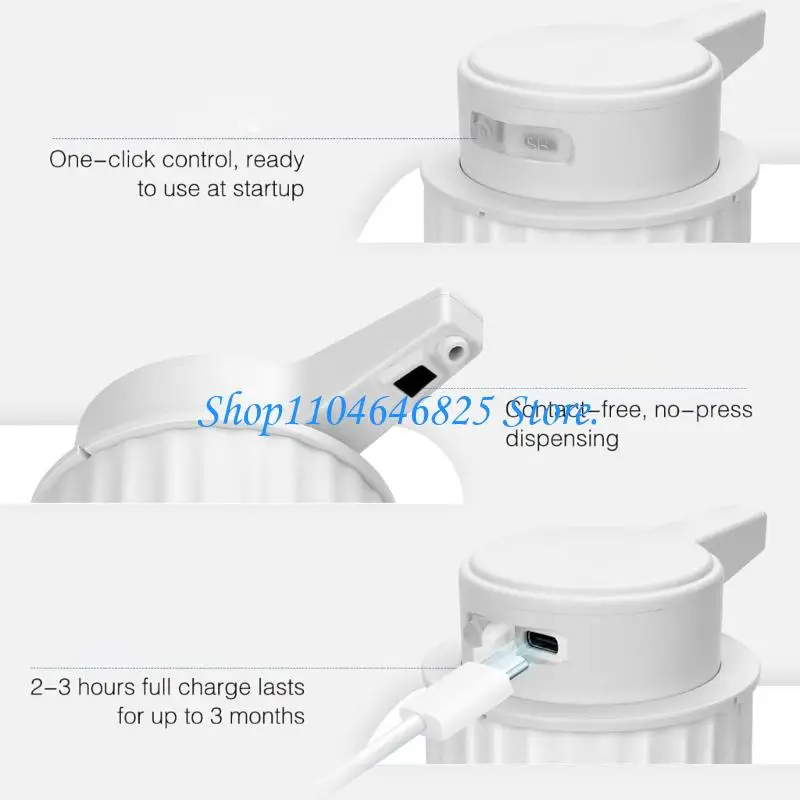 Automatic Soap Dispenser for Bathroom Sink Rechargeable Pump with Wide Top Opening and Kitchen Washing Access Daily