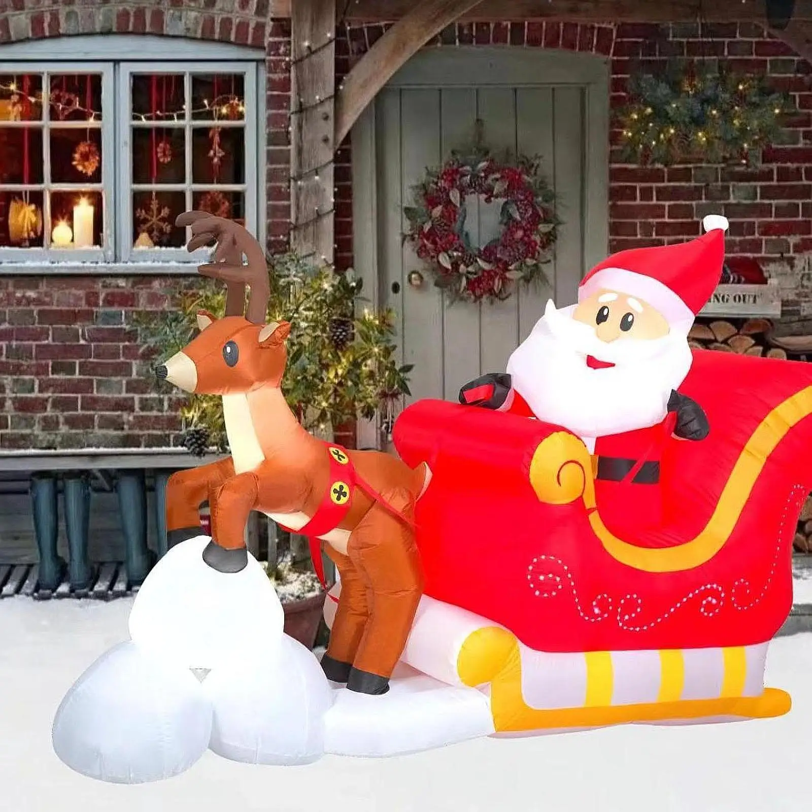 

Blow up Yard Decoration Ornament Blow up Santa Claus for Lawn Winter Holiday