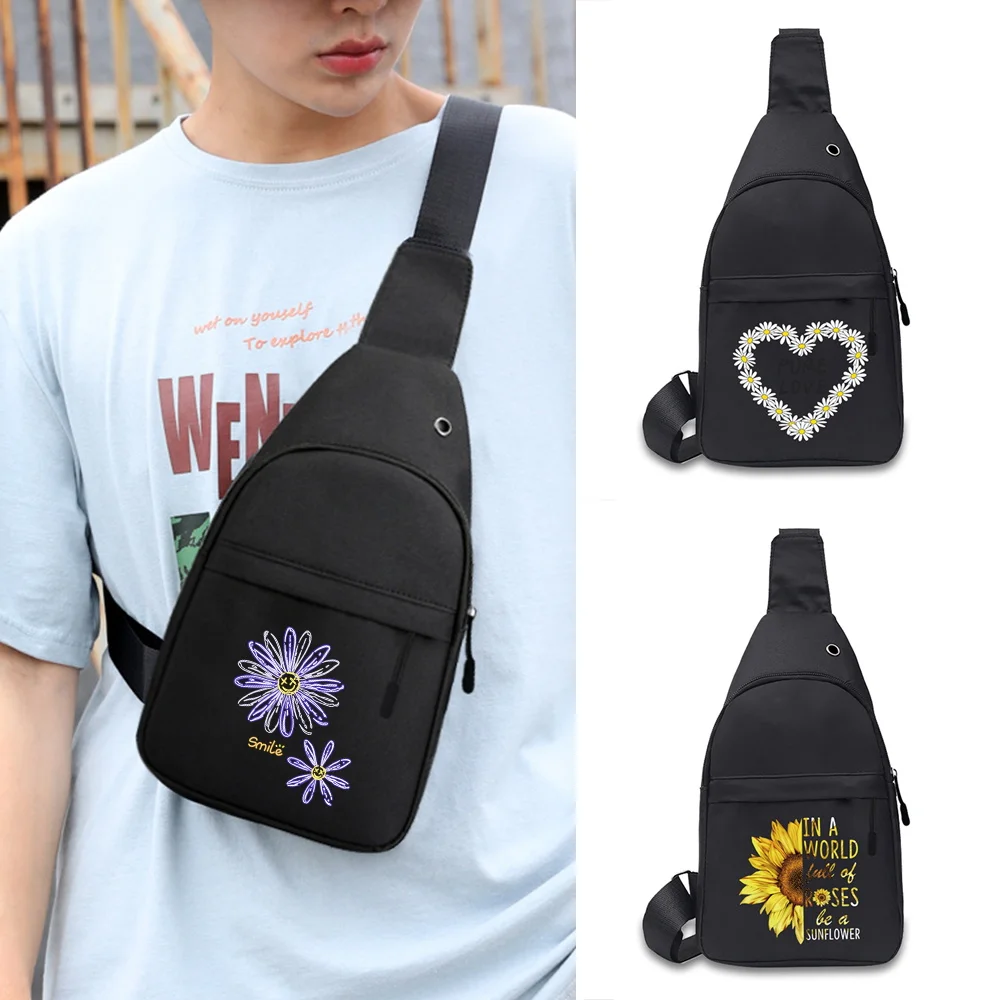 New Daisy Series Portable Men Chest Bag Outdoor Leisure Sports Mobile Phone Wallet Street Shoulder Crossbody Canvas Bags Fashion