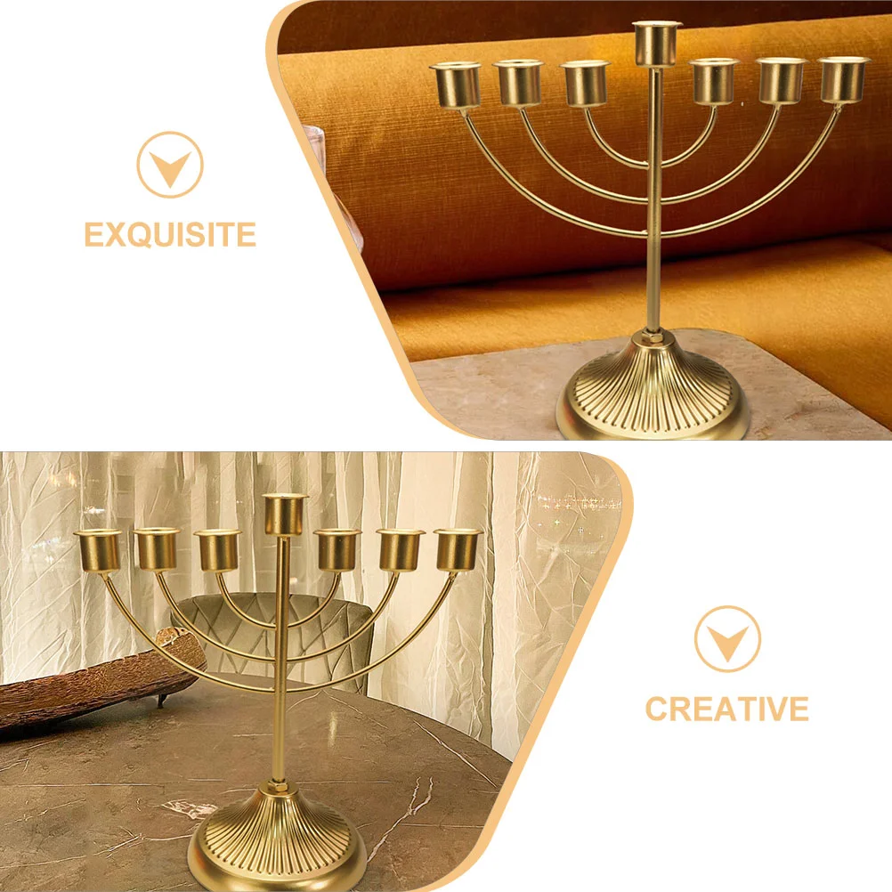 Menorah Chalice Tapered Holders Desktop Ornament Metal Stand Candlestick Decorate Iron Wedding