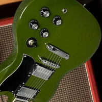 Army Green SGS Electric Guitar Ac-dc Inlays 2 Humbuckers Pickup Mahogany Body 6 Strings Guitar Gift Merry Christmas