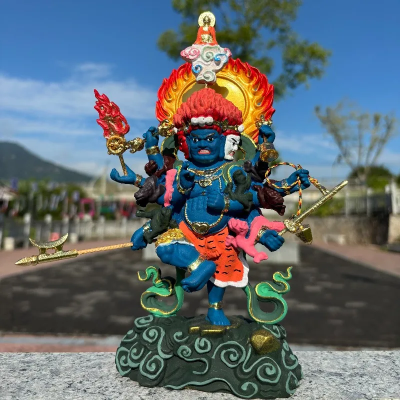 Hand-Carved Hinoki Painted Gilt Statue - 9