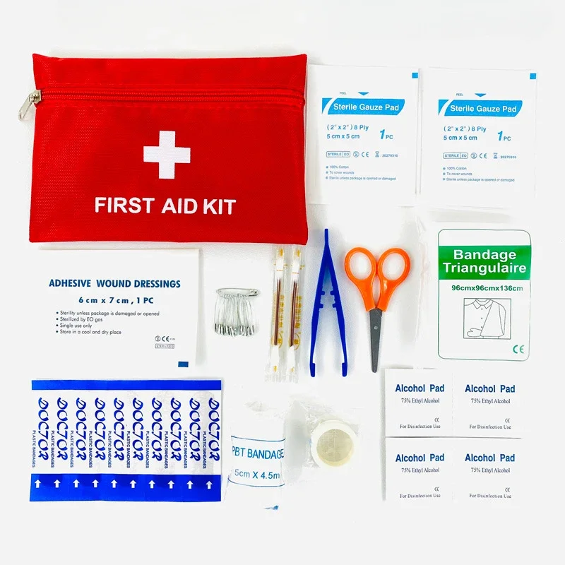 Kit de primeros auxilios de viaje portátil, bolsa médica de emergencia para acampar al aire libre, vendaje de ayuda, Kits de supervivencia, autodefensa, 12 piezas