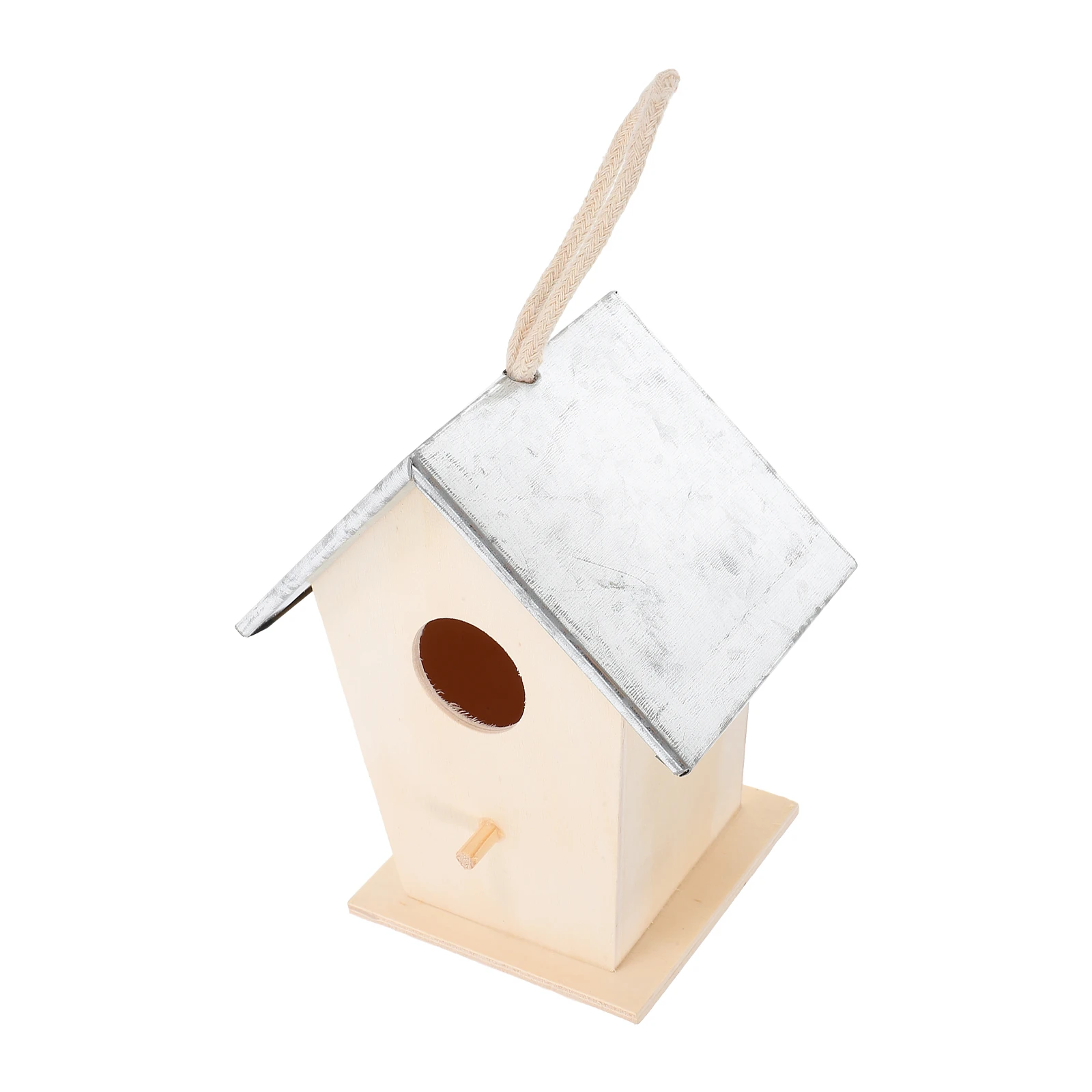 

Outdoor Bird Wooden Hanging Wooden Bird House Sparrow Dove Nest Cabin Rainproof Hanging Small Craft Garden Decor Wood Nesting