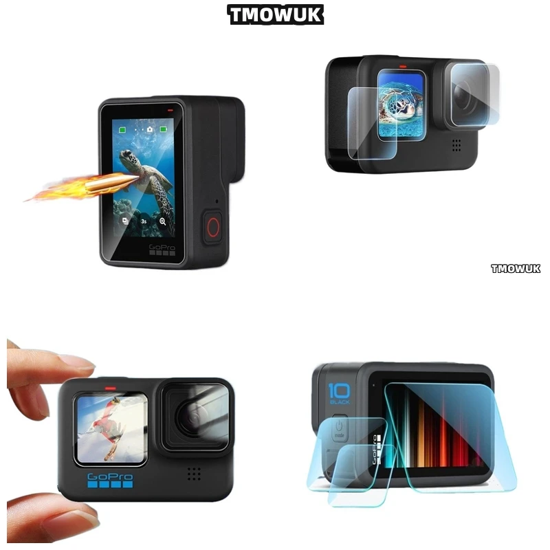 

For GoPro Hero12 11 10 9 Anti-Glare Tempered Glass - 9H Anti-Scratch Privacy Screen Protector Full Coverage Front & Back With Wa