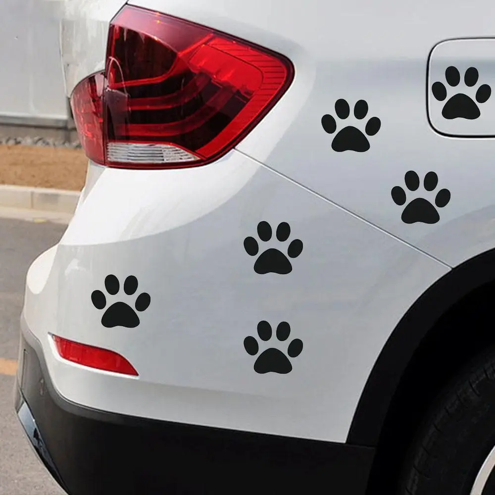 Pegatina de 4 piezas para coche, calcomanía divertida con estampado de pata de perro, calcomanía con huella de Animal, vinilo para motocicleta, decoración automática