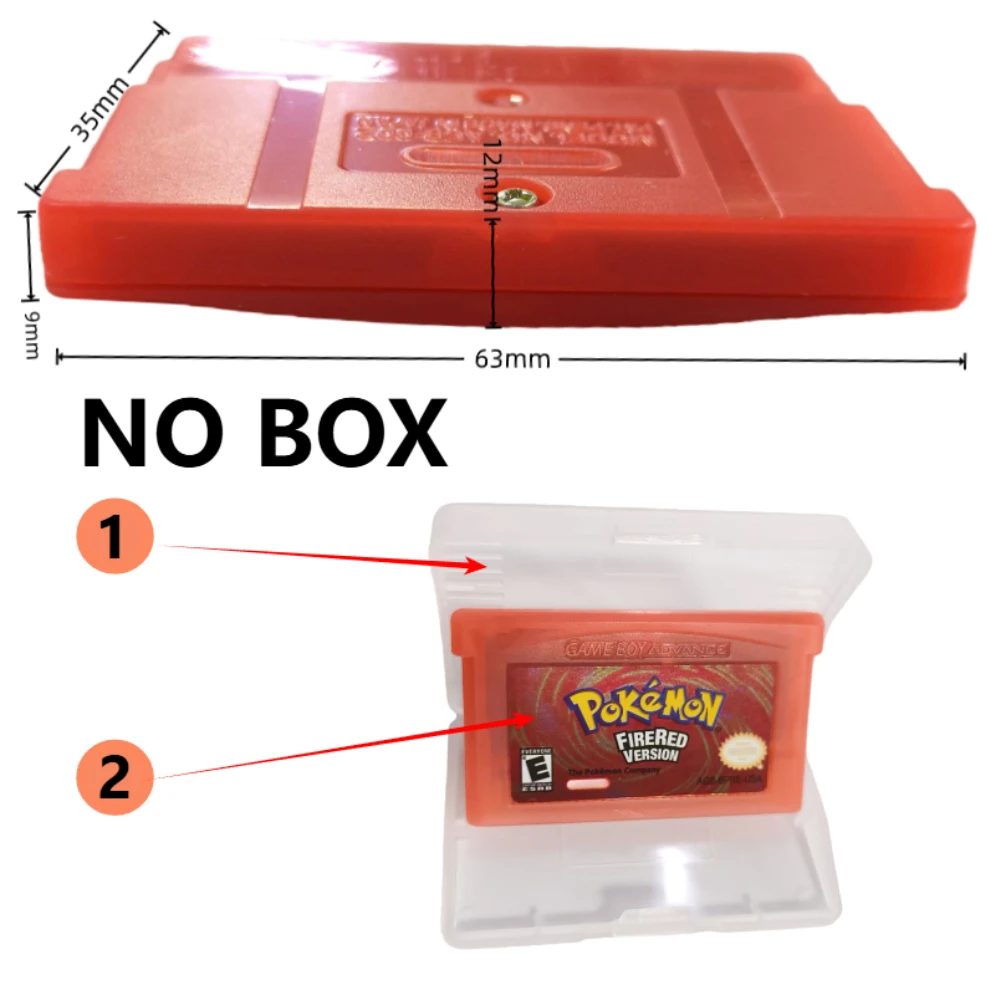 2025 5 Styles Pokemon Series Emerald FireRed Leafgreen Ruby Sapphire GBA Game in Box für 32-Bit-Videospielkassette, kein Handbuch