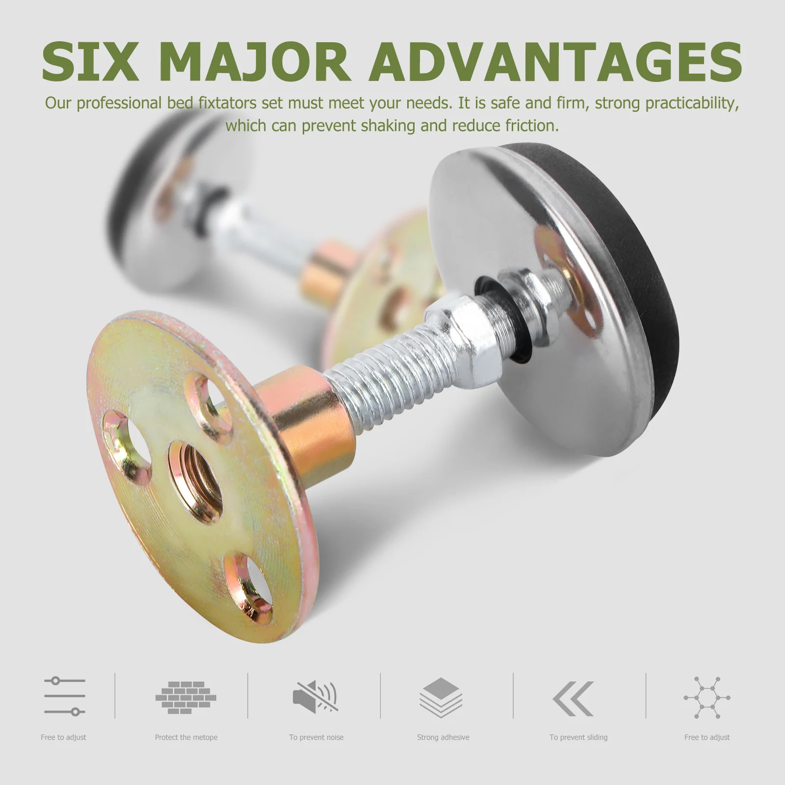 

4pcs Fixator Adjustable Metal Furniture Anti-Shake Tool For Bed Frame Stabilizer Wall Mount Noise Reduction