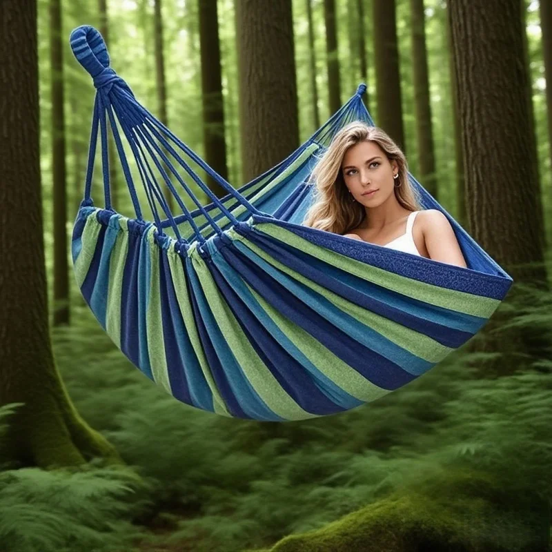 Colorful Fabric Hammock for Rest, Portable Hammock with Anti-Tip Design, Comes with Binding Straps and Storage Bag; Striped Portable Hammock Equipped with Handbag and Cords, Anti-Roll, for Cozy Sleeping