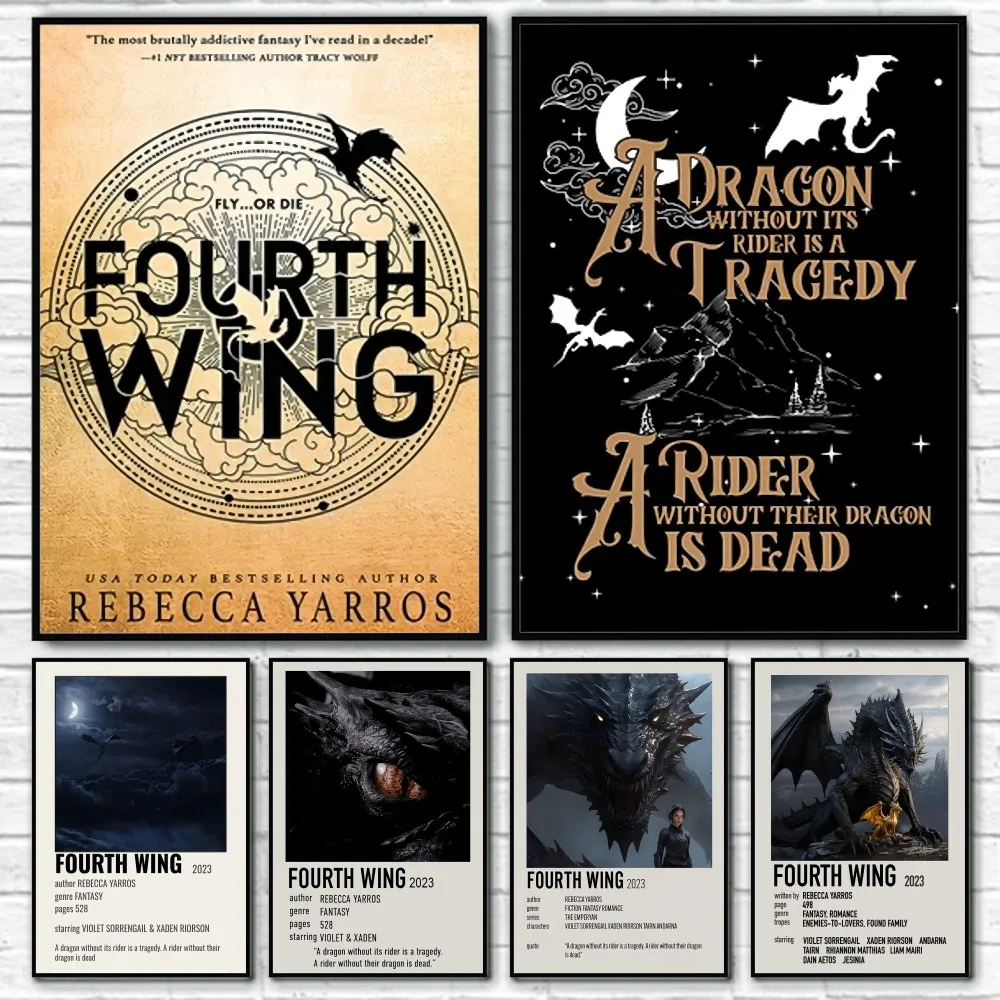 Fourth W-Wing Dragon Poster Wall Art Printing Waterproof Home Living Bed Room Bar Aesthetic Decor