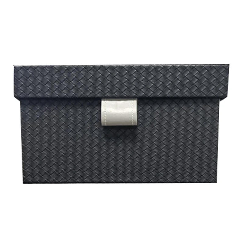 Clothes Storage Box Large Accessories Organization Boxes Leather Organizer Bin Woven Pattern Home Decoration Organizers with Lid