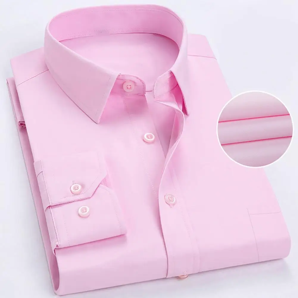 Przednie kieszenie męska formalna koszula męskie koszule przeciwzmarszczkowe z długim rękawem jednolita sukienka koszule Slim Fit Camisa w koszule biznesowe społecznościowych