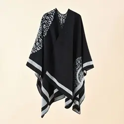 Ponchos florais quentes para mulheres, xale e envoltórios grandes, pashmina de caxemira, moda feminina, novo, inverno, 2024