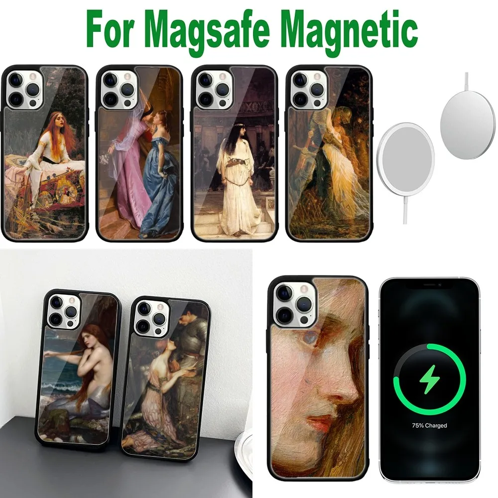 John W-William Art Waterhouse Phone Case For iPhone 16,15,14,13,12,11,Plus,Pro,Max,Mini Magsafe Magnetic Wireless Charging