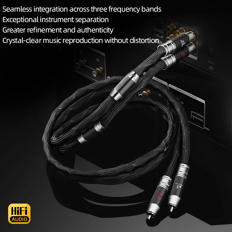 ATAUDIO Hi-end HiFi 2RCA Audio Cable Sterling Silver 2RCA to 2RCA Male to Male Stereo Signal Cord for Amplifier CD Player