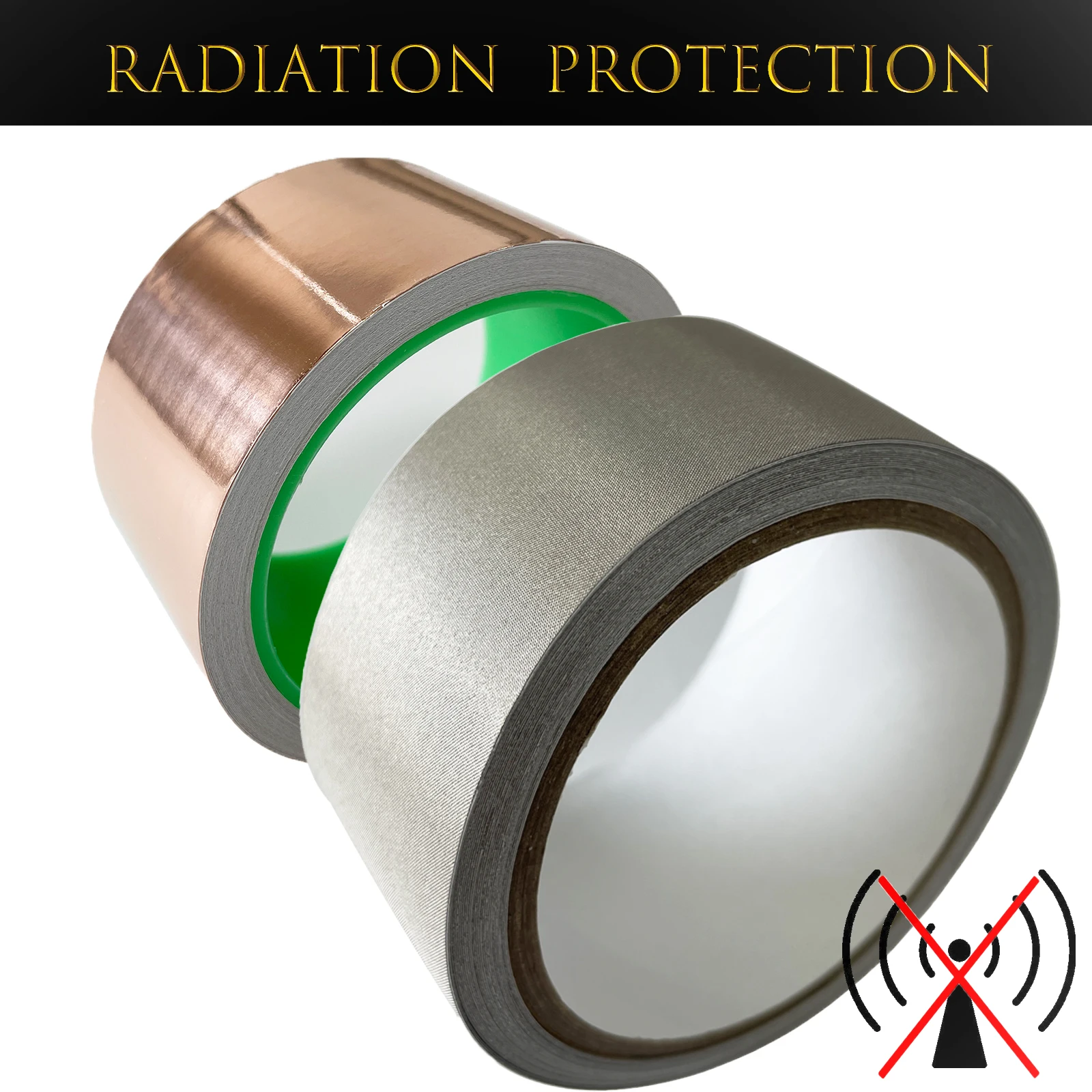 Faraday Tape 50mm Wide Conductive Copper Fabric RF/EMI/EMF Shield Radiation Protection Antistatic Adhesive Multipurpose