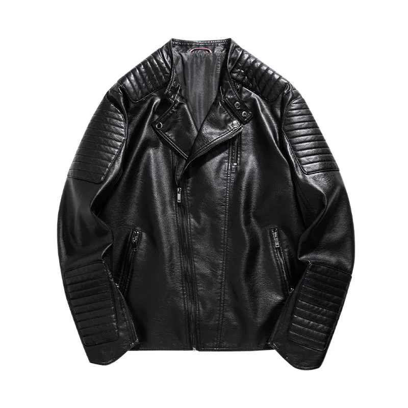 

Men's Fashion Leather Biker Jacket High Quality Faux Leather Motorcycle Racer Coat PU Outerwear For Male SizeM-4XL