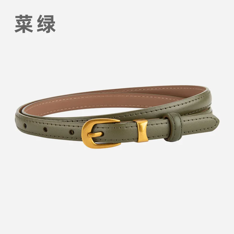 Genuine leather pin buckle women's thin belt, fashionable and versatile belt with jeans, female ins style