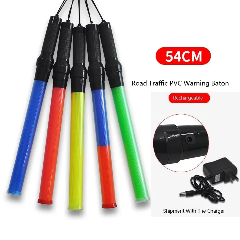 540mm Built-in Rechargeable LED Night Fire Fluorescent Wand Traffic Light Baton