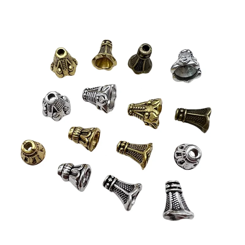 40pcs 3 Colors Horn Pierced Spacer Bead Cap Bracelet Necklace Earrings Making Supplies DIY Alloy Accessories Factory Wholesale