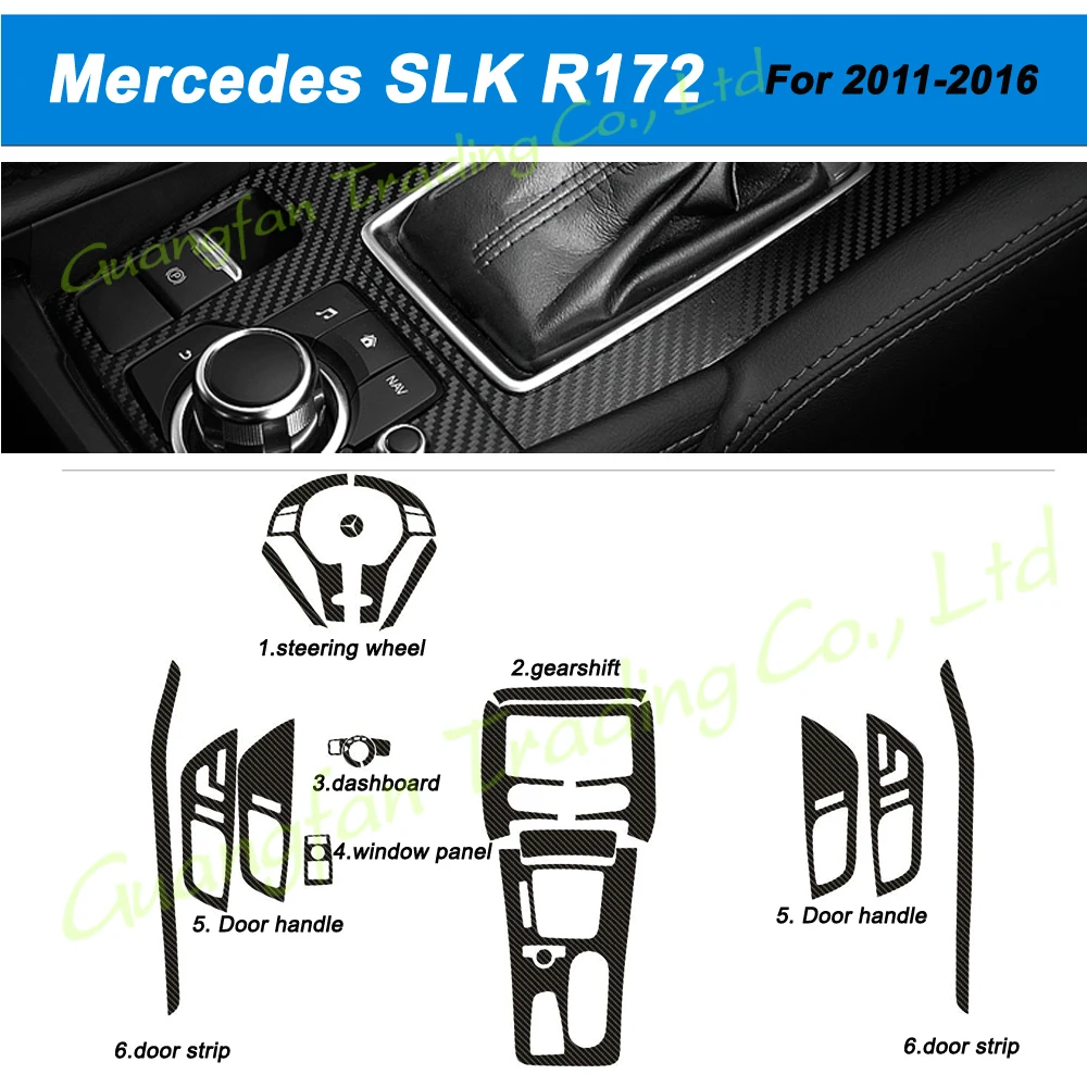 For Mercedes SLK R172 2011-2016 Car-Styling 3D/5D Carbon Fiber Car Interior Center Console Color Change Molding Sticker Decals