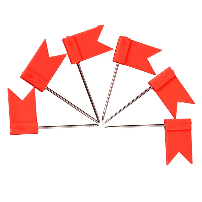 Solid 200 Flag Shape Map Pins Cork Notice Board Drawing Pins Push Pin Red