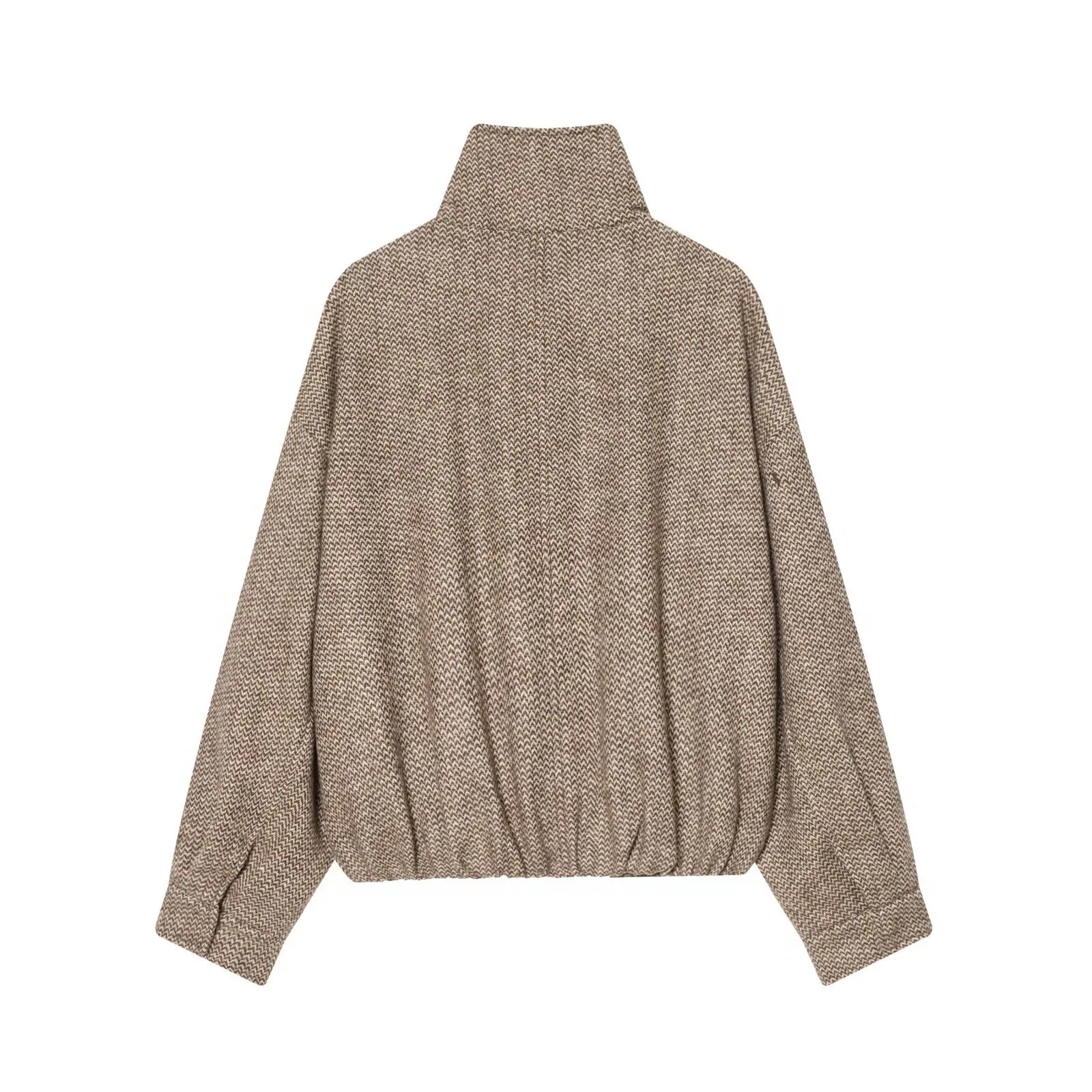 Dave&Di French Retro Textured Woolen Jacket Autumn Winter Elegant Stand Collar Coat Women's Jacket Woman Clothes Tops