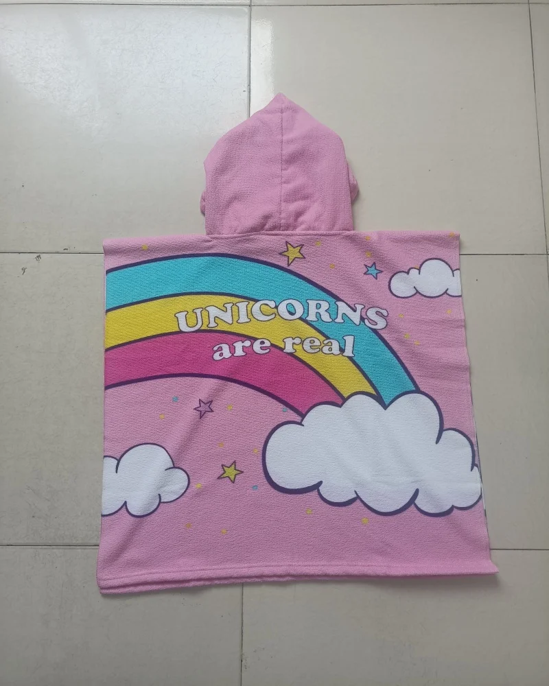 girl  Bathrobe Newborn Towel for Kids  Dress Up Kids Poncho Cape Kids Unicorn pattern Beach Towel Poncho Hooded Baby