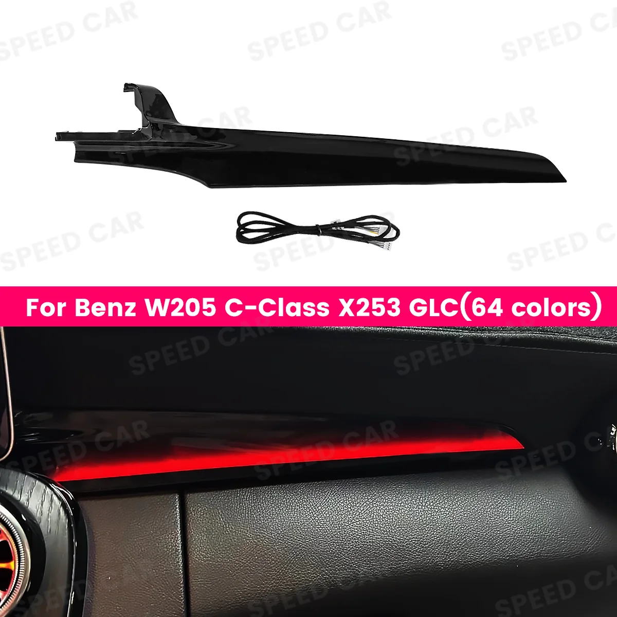 

64 Color Dynamic Light And Shadow Co Pilot Ambient Light For Benz C-class W205 X253 C43 C63 Coupe GLC Automotive decorative ligh