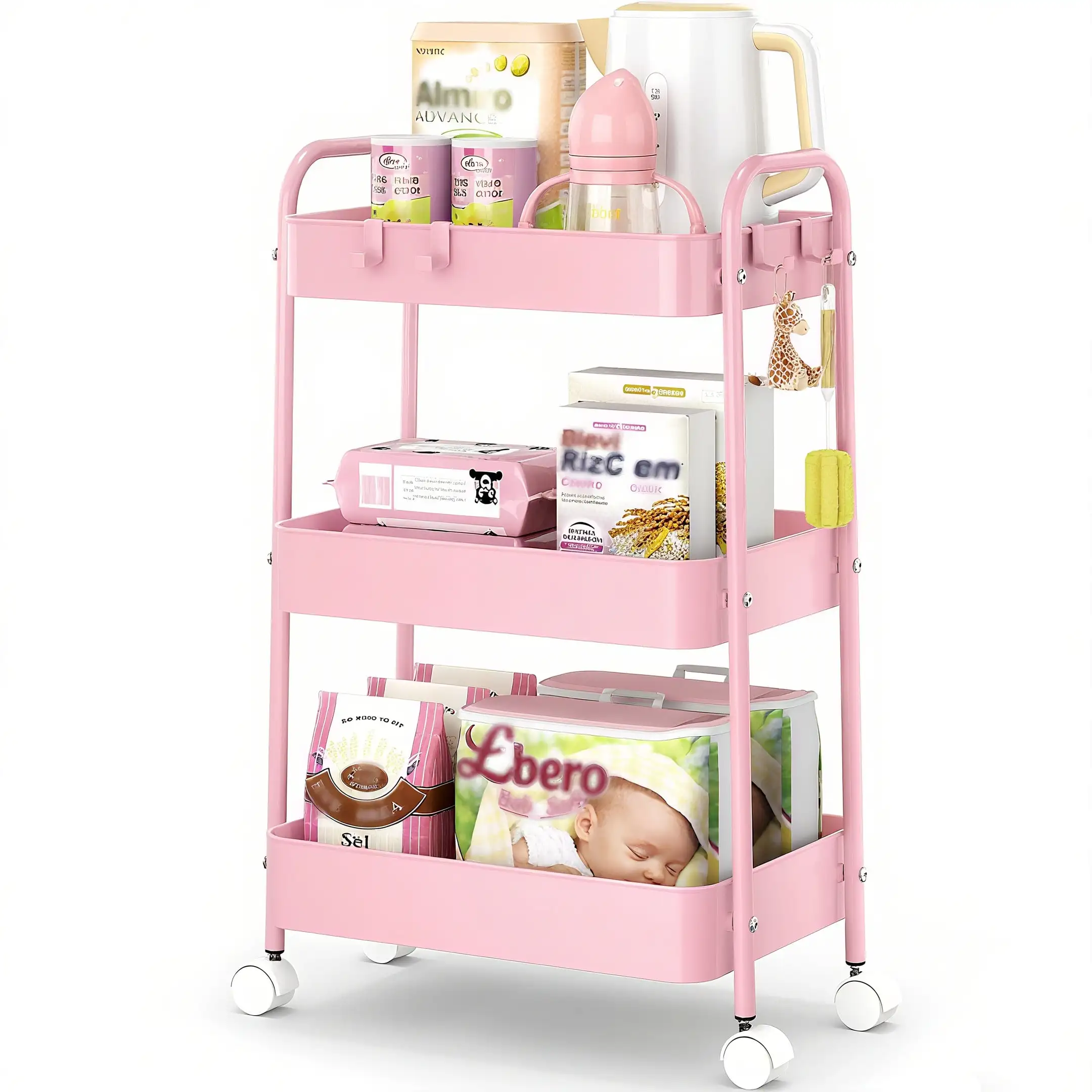 3-laags metalen rolwagen met w - Baby Nursery Essentials recensie en prijs